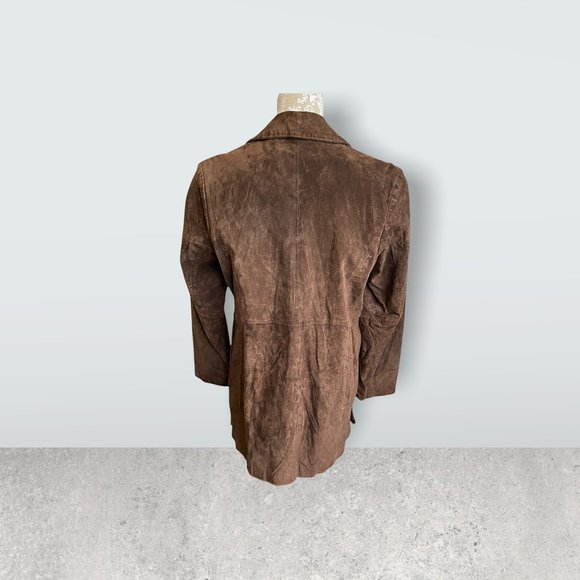 Women’s Relativity Deep brown suede long jacket size medium. - Picture 4 of 7
